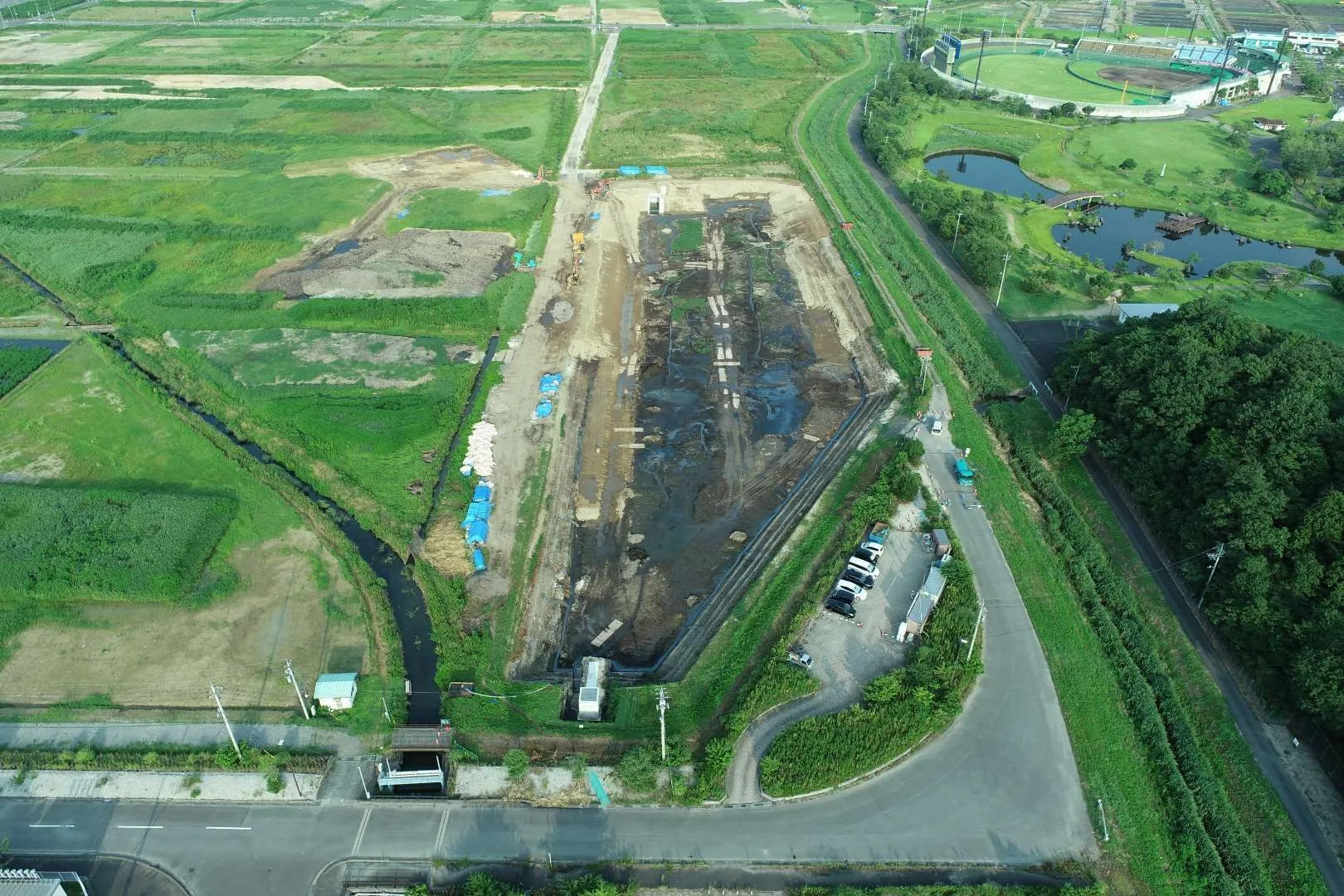 ため池工事 掘削完了